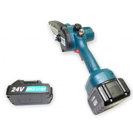 Mini Motosega a Batteria per Potatura, 6 Pollici 2 Batterie 48/24V Sega a Batteria per Potatura con Pompetta Olio Motosega Elettrica a Batteria Portatile per il Taglio del Legno Giardino