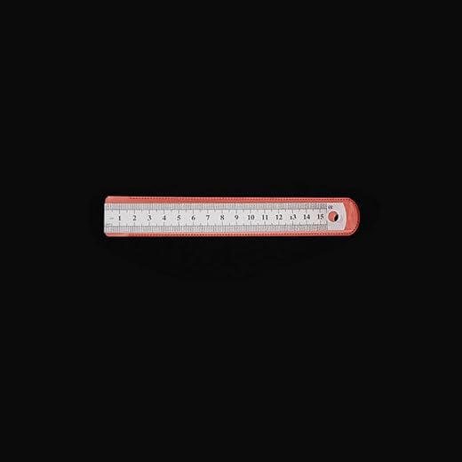 Stainless Steel Ruler, Double-Sided Metric & Imperial Scale Metal Ruler with Protective Sleeve (15 CM)