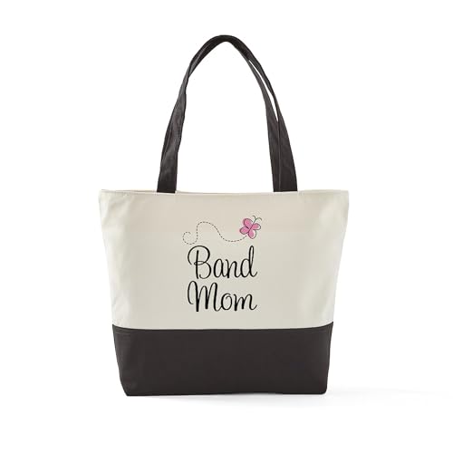 CafePress 2 Band Mom Canvas Tote Top Zipper Closure