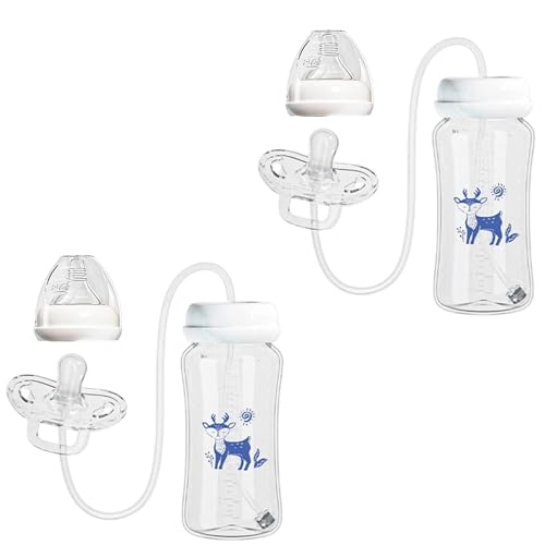 2-Pack 300ML Silicone Baby Bottle with Nipple Straw
