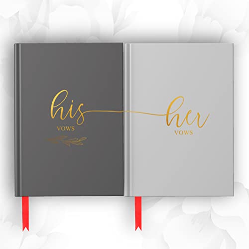 Vow Books His And Hers, Gorgeous Wedding Day Officiant Book And Keepsake, Bridal Shower Gift, Vow Renewal - 6.1'' X 4.8'', Light Gray(Hers) And Dark Gray(His), Light Gray And Dark Gray #TOP5