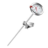 EffiFish Thermomètre à huile pour friteuse en acier inoxydable avec clip, 0-300 °C Grand c...