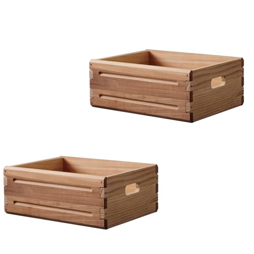 KLZLQ-XINCHEN 2 Pack Wooden Storage Bins of 16"x12"x6.25".Durable Open Solid