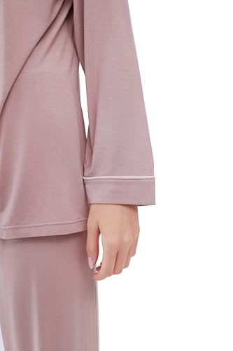 Image of Joyaria Women's Cooling Bamboo Viscose Pajama Set Long Sleeve Button Front | Hot Sleeper Comfort . Cooling Relief . Lightweight Feel for Sleeping & Lounging