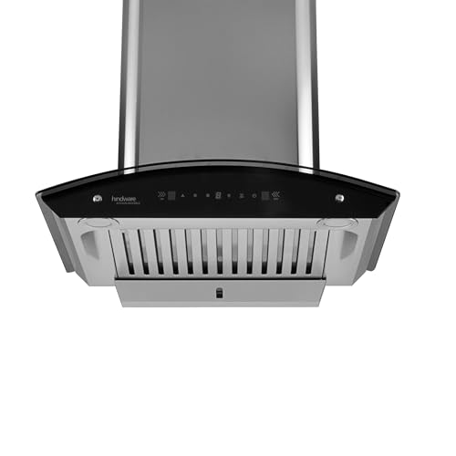 Image of Hindware Smart Appliances | Nevio Plus 60 cm Chimney | 1400 CMH | Curved Glass | Baffle Filter | Auto Clean | Touch Control, Motion Sensors | 10 Yrs Warranty on Motor & 2 Yrs on Product (Inox)