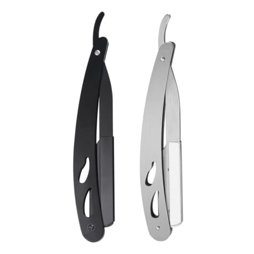 ELAYARD 2個ビンテージ風 折りたたみ式 ステンレス製 手動ひげ剃り カミソリ 手動シェービングカッター 旧式シェーバー ヘアシェーバー 家用 旅行用