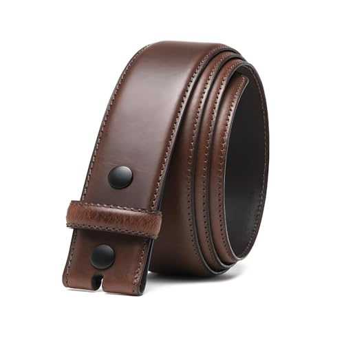 Men's Full Grain Leather Belt with Snap-On Strap 1 1/2