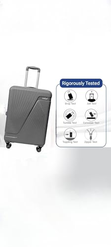 Image of PP Hard Shell 4 Wheels 360 Degree Safari Zion Trolley Bag for Travel, Grey with 7.5 Years Warranty (Dark Grey, Set of 3), 70 cm