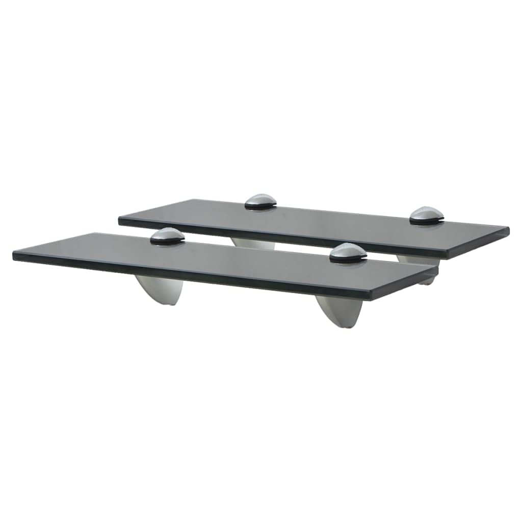 FIRBNUS 30x20x0,8 cm 2 Stück Wandregal Glas Schwarz Schwebende Regale für Bücher Bad Regal Ablagen Regal Glas Schwebend für Wohnzimmer Badezimmer Gehärtetes Sicherheitsglas Glasplatte Tisch
