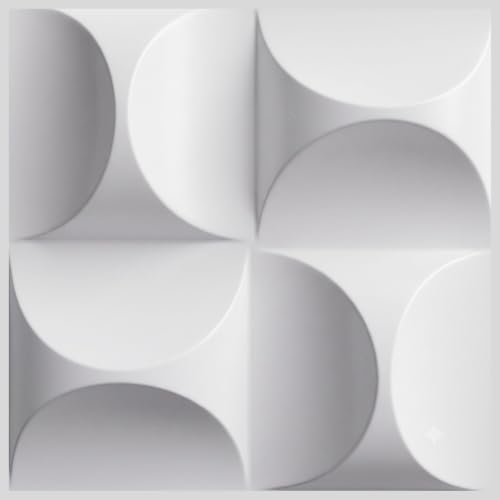 Image of Kayra Decor 3D PVC Wall Panels | Arc Design | White Color | Panels for Bedroom & Living Room | 19.7 x 19.7 Inch | Pack of 40 | 107.6 Sq Ft