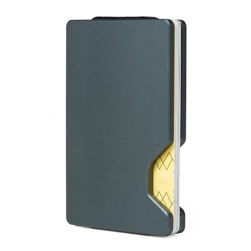 Image of Minimalist Carbon Fiber Wallet for Men, Money Clip Cash Strap Wallet, RFID Blocking Metal Wallet Aluminum Card Holder,Front Pocket Wallet(Matte Grey)