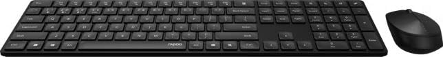 Rapoo Zestaw bezprzewodowy mysz + klawiatura (myszka komputerowa, mouse, keyboard, wireless, Bluetooth, 1300 DPI, odbiornik USB) czarny