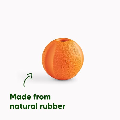 Beco Hundespielzeug - Naturkautschukball zum Apportieren, Spielzeug für Hunde, leicht zu Finden, leuchtende Farben - Orange