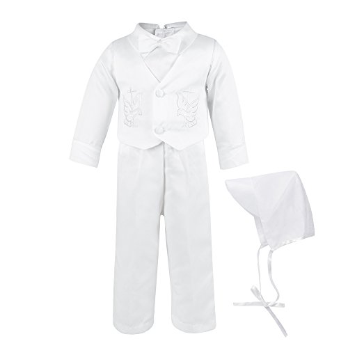 Baby Boy's Satin Christening Baptism Outfits Infant Vest Set with Long Sleeves, X-Large