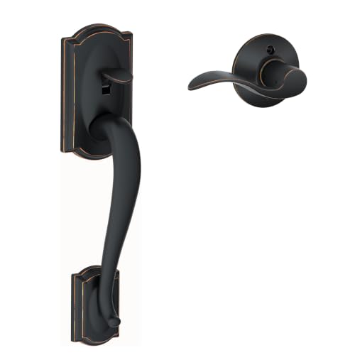 Image of SCHLAGE Camelot Entry Handleset, Right Hand Accent Lever, Aged Bronze