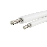 Recubrimiento de PVC blanca 50 metros de PVC alambre cuerda 7 x 7 mittelweich – 5 mm hasta 9 mm blanco, Acero inoxidable A4