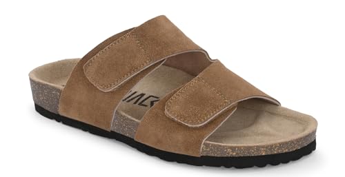 AFROJACK Men's Orginal Leather Sandals | Casual Sliders Cork Sandals for Men With EVA Sole (s850)