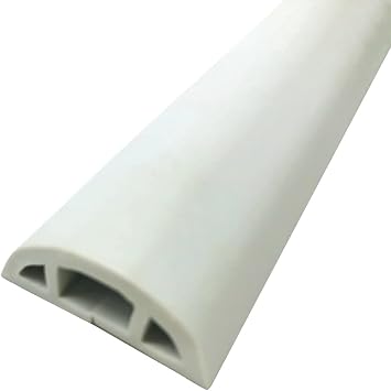 Cable Protector Floor Cover Household Semicircle Overfloor Cord, PVC Soft Material Easy Cut,Anti-Stepping Anti-Stress Multiple Colour Color White, Size 10m