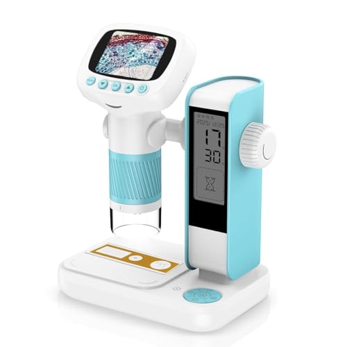 Image of Tobo Microscope for Kids 1000X Portable Handheld Microscopes Base Stand, 2 inch HD Screen Pocket Microscope Support Camera and PC Video Digital Microscopes for Kids Over 3 Years Old (Blue)