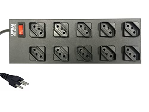 Filtro de Linha Upsai 10 tomadas espaçadas Metálico Preto Bivolt Profissional Modelo 61502115