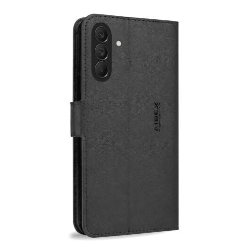 Image of AIBEX Compatible for Samsung F70 Pro 5G / Samsung M47 5G / Samsung A27 5G Flip Cover Leather Finish | Inside TPU with Card Pockets | Wallet Stand | Complete Protection Flip Case Black