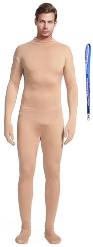 Full Bodysuit With Zipper Helper Unisex Adult Costume Without Hood Spandex Stretch Zentai Unitard Body Suit (XX-Large, Nude)
