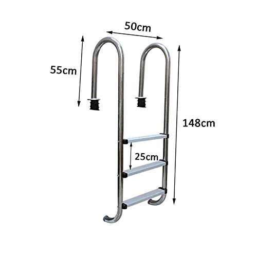 Escalera para piscina con pasamanos y 3 peldaños antideslizantes miniatura 7