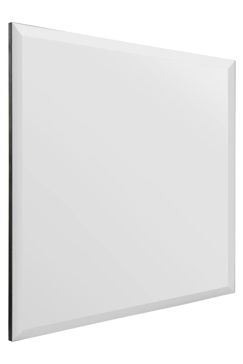 Specchio da parete per bagno, quadrato, senza cornice, 90 x 90 cm, moderno specchio da parete, grande specchio contemporaneo, bordo lucido