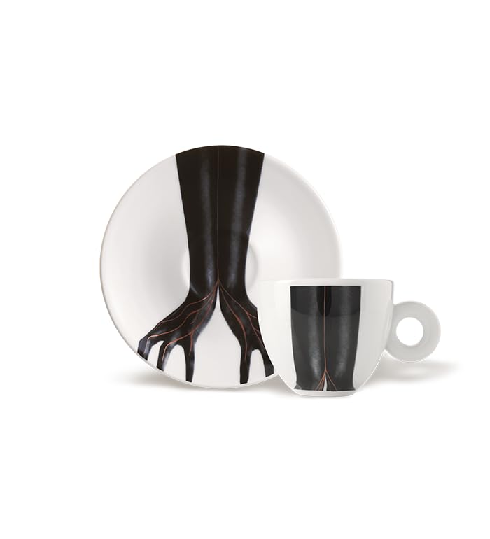 illy 25153 Art Collection, Kollektion Genesi 4 Cappuccino-Tassen, nummeriert und signiert, Monica Bonvicini und Shirin Neshat