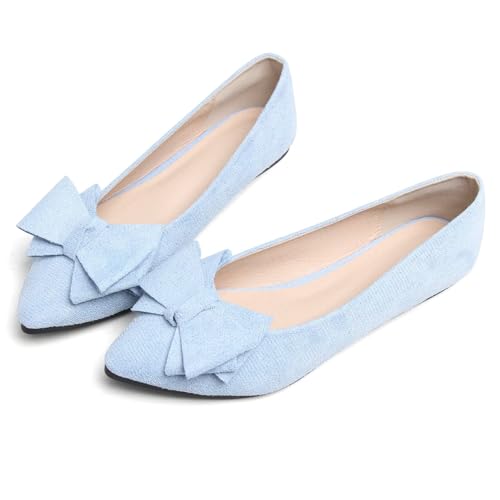 Image of TN TANGNEST Women's Flats Comfortable Dressy Slip On | Pointed Toe Bow Ballet Shoes, Business Casual Office Flats, Suede Flat Shoes