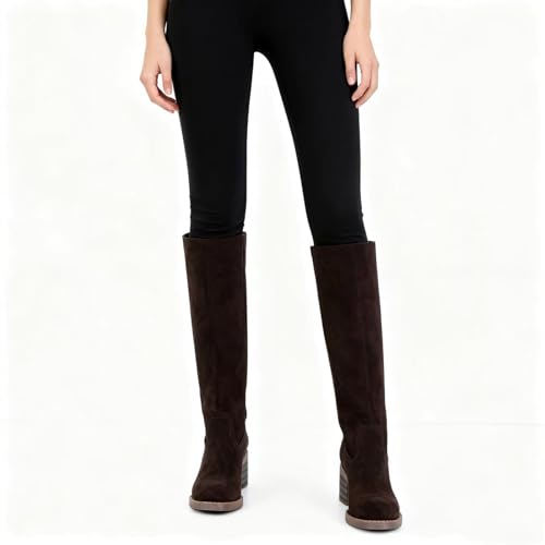 Image of ZJGZF Womens Banana Knee High Boots Square Toe Comfortable Boots Block Heel Riding Boots Wide Calf Tall Boots