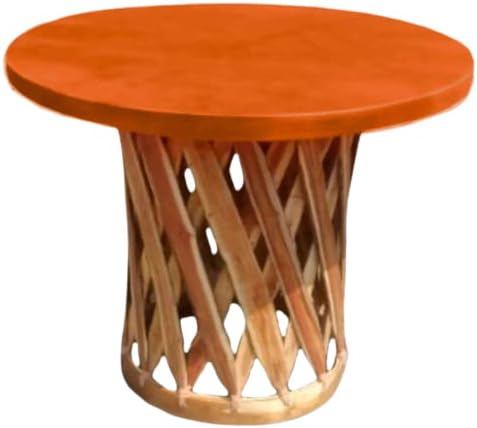 Table Traditional Mexican Equipal Furniture Honey Color Handmade, Artisan in Mexico by Equipales San José Original Leather Ideal for your Home, Bar, Restaurant, Garden, Office, Hotel