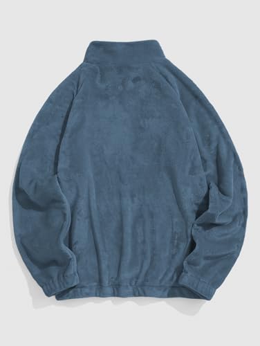 Image of ZAFUL Men 1 /4 Zipper Ethnic Aztec Fleece Unisex Winter Sweatshirt Tops 2026 | Funnel Neck Fluffy Polar Fleece Faux Sherpa Soft Thermal Pullover Kangaroo Pocket Jacket Hoodie Tops