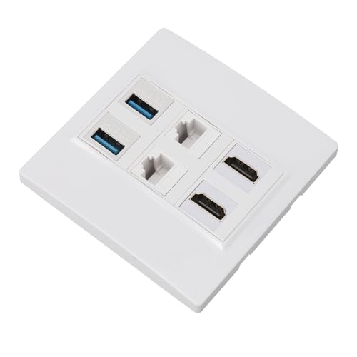 Placa de pared multimedia de 6 puertos, USB 3.0, combo de 5 gbits/S Cat6 RJ45, panel de interfaz multimedia HD para ordenadores, televisores, proyectores con compatibilidad USB