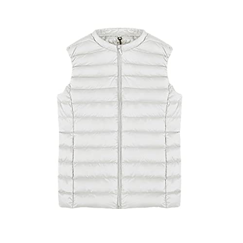 Chaleco sin mangas de pato blanco corto y chaleco de invierno beige M
