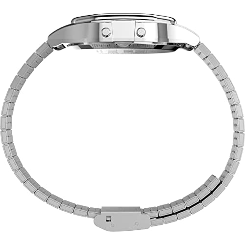 Image of TIMEX T80 x Stranger Things Digital Watch for Unisex with Silver Square Dial & Silver Stainless Steel Bracelet Band Water Resistant Unisex Wrist Watches - TW2V50900X8