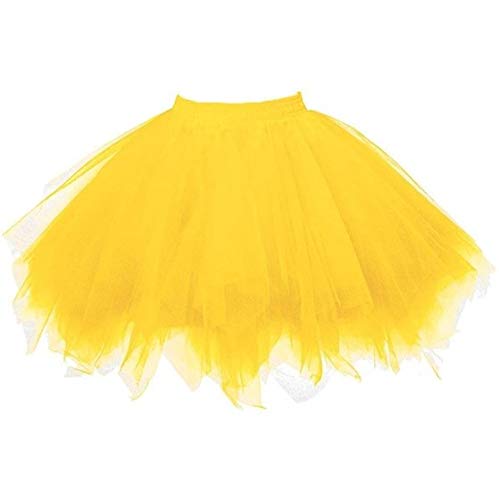 Zac's Alter Ego 80s Club Fancy Dress Adult Women's 4 Layer Tutu Skirt Including Silk Lining - Layered Tulle Petticoat Halloween Fairy Princess Angel (Yellow) โ image 1