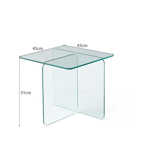 Mesa de sofá minimalista en cristal de seguridad curvado con acabado limpio y sofisticado 3