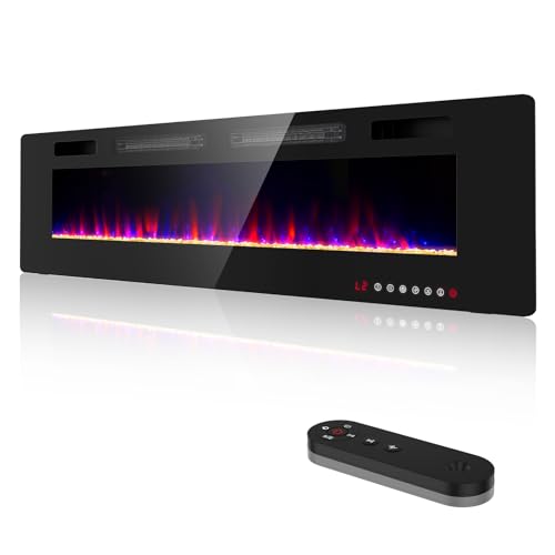 Electric Fireplace-72'' Wall Fireplace for Living Room-Fireplace Heater Insert Wall Mounted with Remote Control,Timer,12 Flame Colors,750/1500W,Ultra Thin