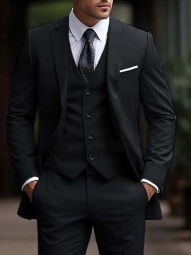 Mens Suits Slim Fit 3 Piece Tuxedo Suit One Button Solid Prom Wedding Party Blazer Pants Suits4