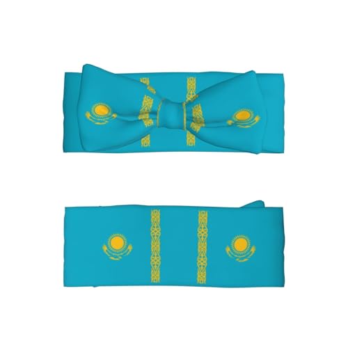 Flag of Kazakhstan Pattern Baby Bow Headband Super Stretchy Soft Bows Hair Accessories for Newborn Infants Toddlers Kids Girls2