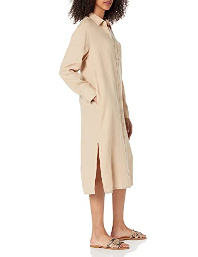 The Drop Women's Fiona Relaxed Linen Midi Shirt Dress3