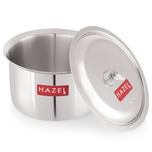 HAZEL Stainless Steel Patila with Lid Cooking Vessel, 2000ml | Mirror Finish Cooking Pot | Durable Induction & Gas Compatible Bhagona/Tope for... - Image 2