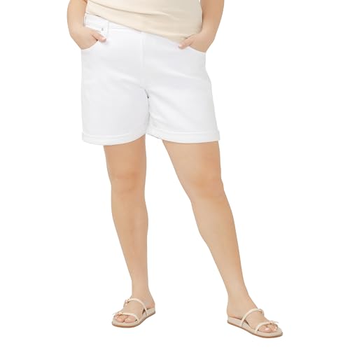 Silver Jeans Co. Plus Size Boyfriend Mid Rise Short Pantalones Cortos de Jean, Blanco, 42 Grande para Mujer