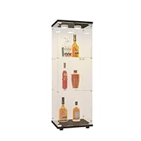 DAHUEN Vitrine van glas voor collectie met 4 planken, 36 x 42 x 164 cm, vitrine voor glazen collectie op voet, vitrinekast voor kantoor, keuken en woonkamer (zwart, 36 x 42 x