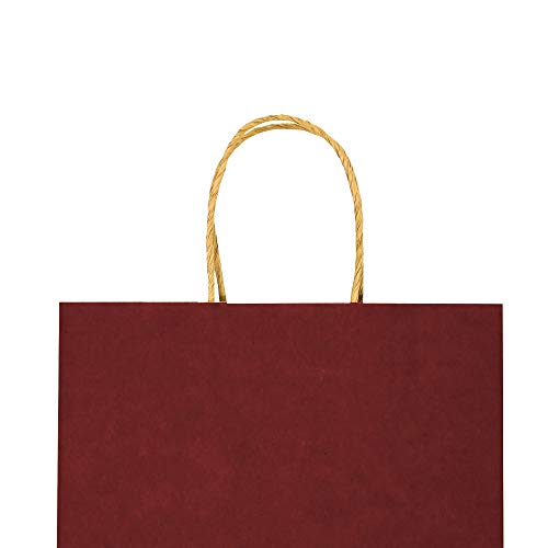 Image of bagmad 100 Pack 5.25x3.25x8 Inch Small Red Gift Paper Bags with Handles Bulk, Kraft Bags, Craft Grocery Shopping Retail Party Favors Wedding Business Sacks (Red, 100pcs)