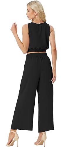 GRECERELLE Two Piece Sets for Women Sleeveless Crop Top Wide Leg Pants Sweat Set for Women Tracksuits 2025 Summer4