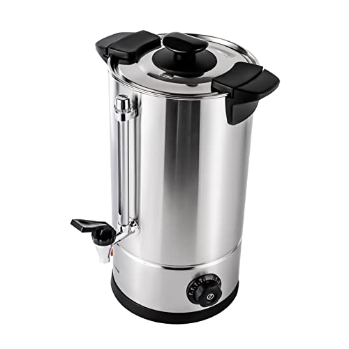 Coffee Urn, Commercial-Grade Large 2.64gal Capacity Tabletop Coffee Urn, 1kw Stainless Steel Electric Hot Water Pot Urn, Water Gauge, Thermostable Design, Double-layer Barrel Wall, Silver