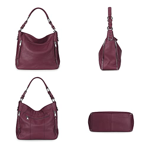 Image of YALUXE Women's Real Leather Shoulder Bags Hobo Handbag Purse Crossbody Bag