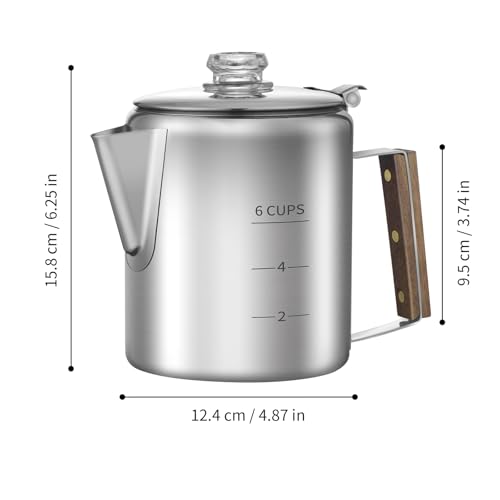 Image of Coffee Percolator with 100pcs Coffee Filters - 6 Cups | Durable Stainless Steel Material Camping Coffee Pot| Brew Coffee On Fire, Grill or Stovetop | Ideal for Home, Camping